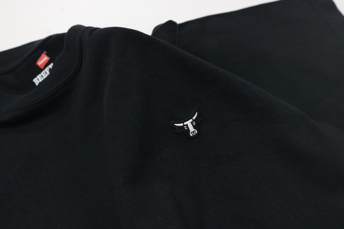 Hanes 헤인즈 비피 BEEFY-T 불소 자수 블랙 반팔 티셔츠 (M) 상품이미지5