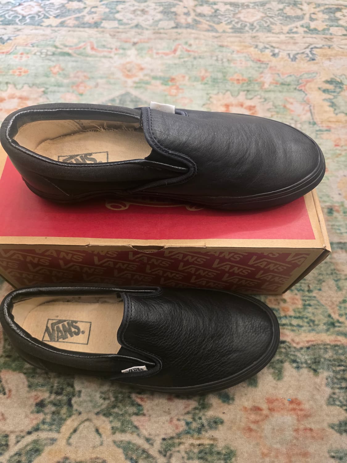 반스90s Vans클래식 슬립온 (레더) 블랙:트루 화이트 스니커즈 상품이미지3