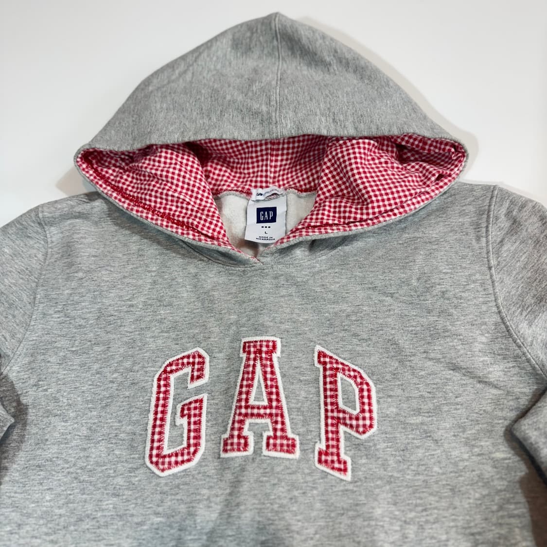 갭 GAP 그레이 레드 체크 후드티 상품이미지2