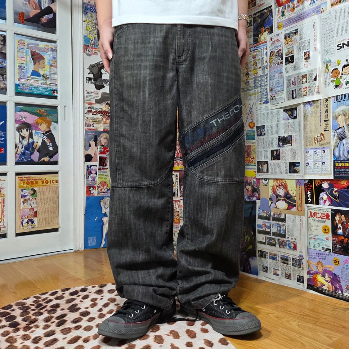 후부 올드스쿨 풀 밴드 그레이 와이드 오버핏 팬츠 상품이미지1