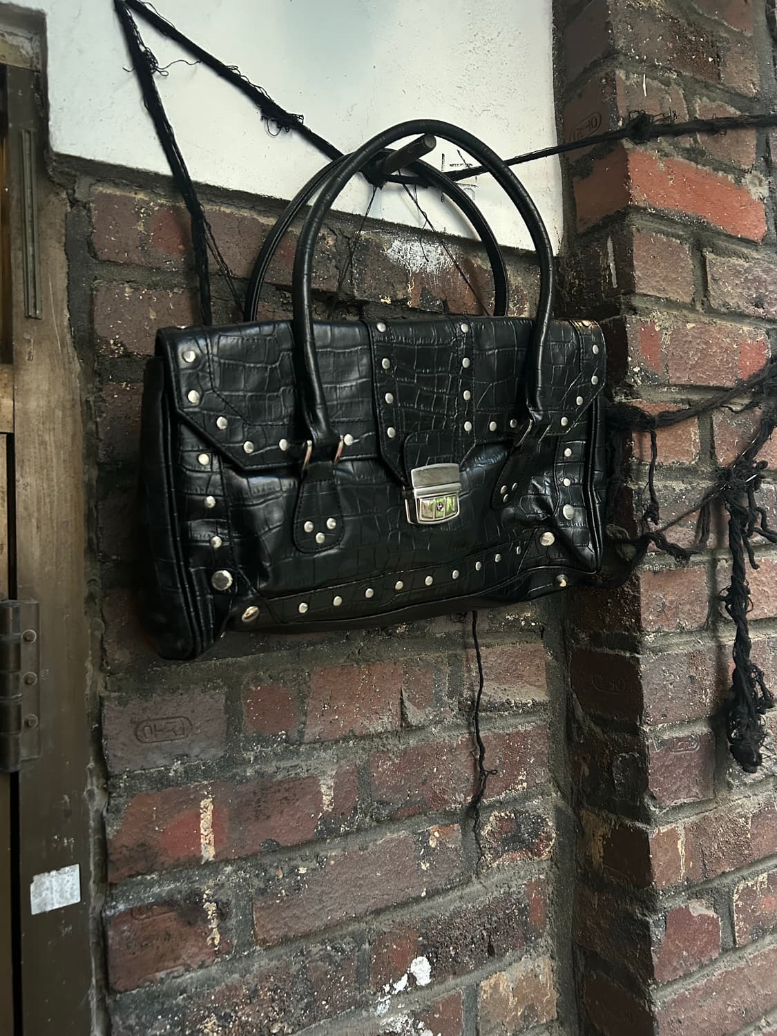 *rare design* 2000s y2k 블랙 크로커다일 레더 숄더백 상품이미지1