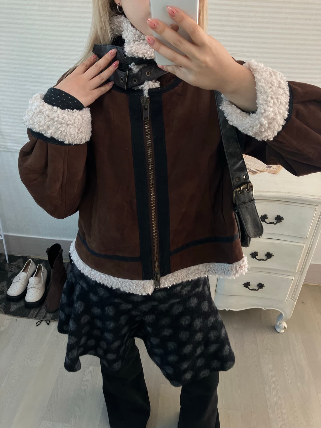 jpn vintage 브라운 무스탕 점퍼 상품이미지4