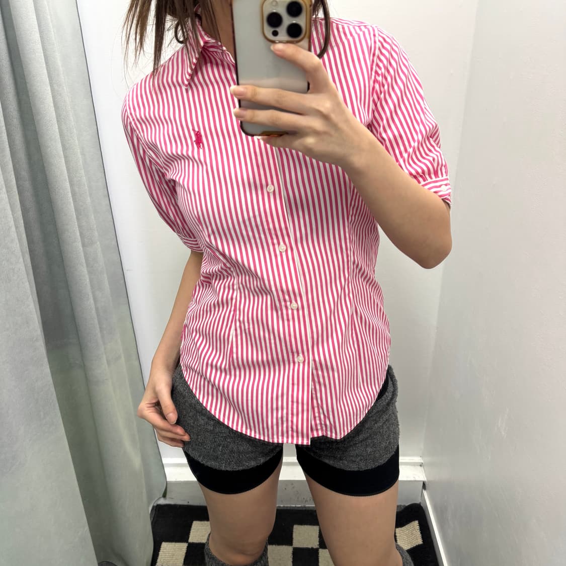 랄프로렌 스포츠 핑크 스트라이프 반팔셔츠 상품이미지2