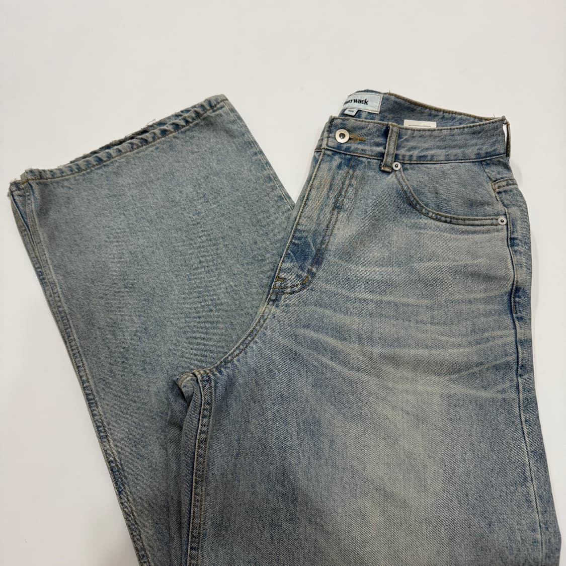 토니웩 와이드 레그 워싱 데님 라이트블루 M(30) 상품이미지2