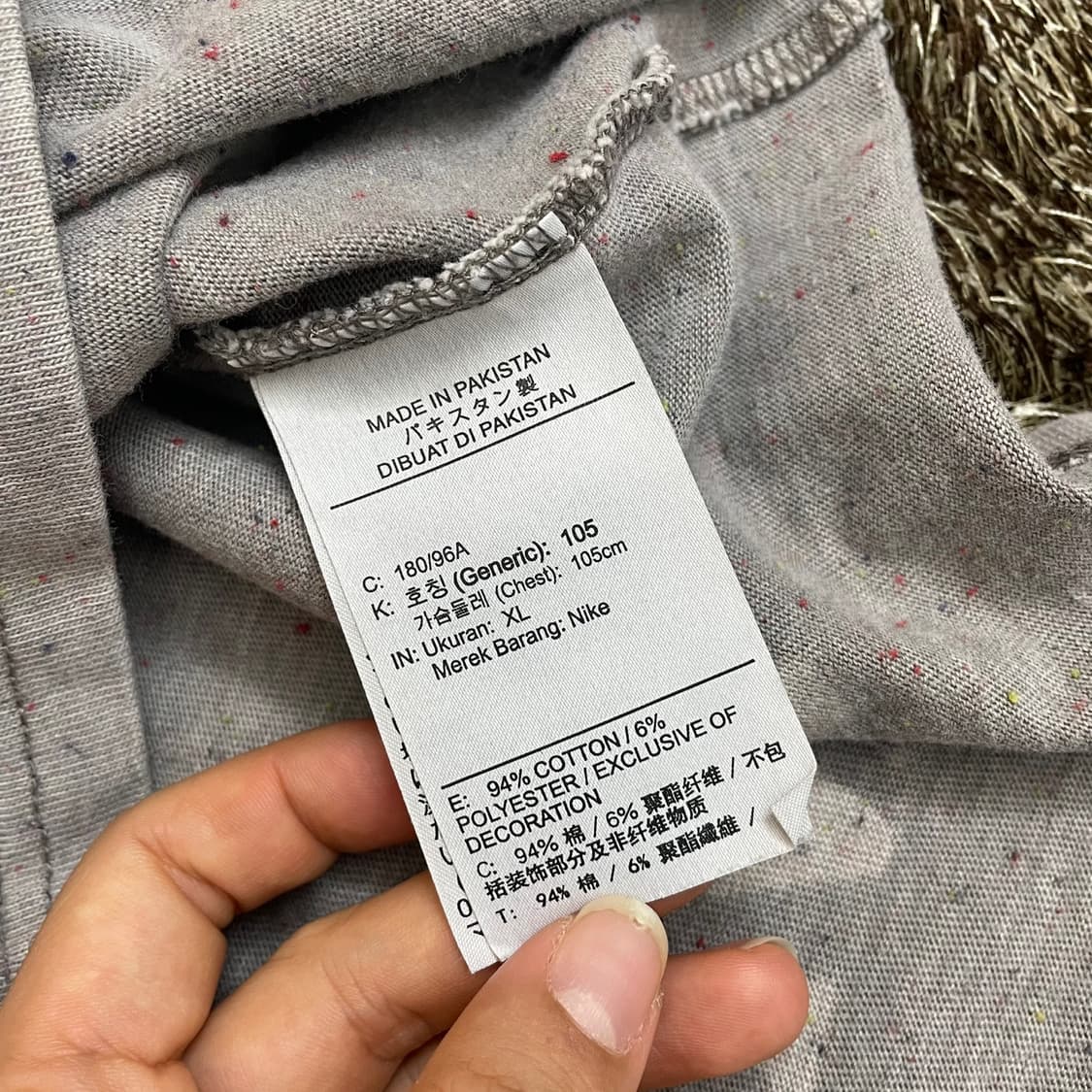 나이키 NIKE 오트밀 멜란지 플라워 자수 로고 반팔 티셔츠 XL 상품이미지3