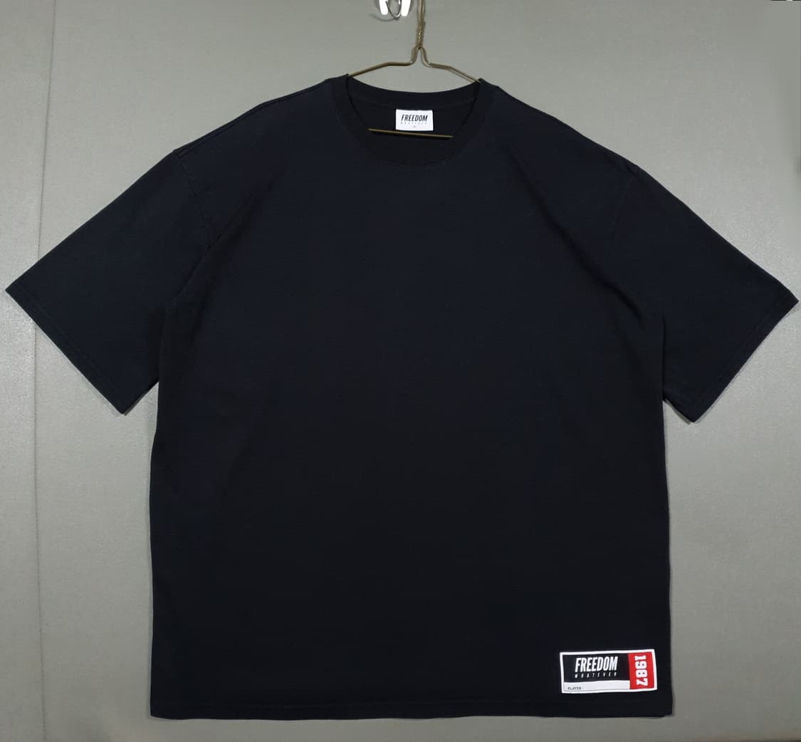 XL) 프리덤 최신형 24ss 오버핏 백 프린팅 반팔 티셔츠 블랙 옐로우 상품이미지4