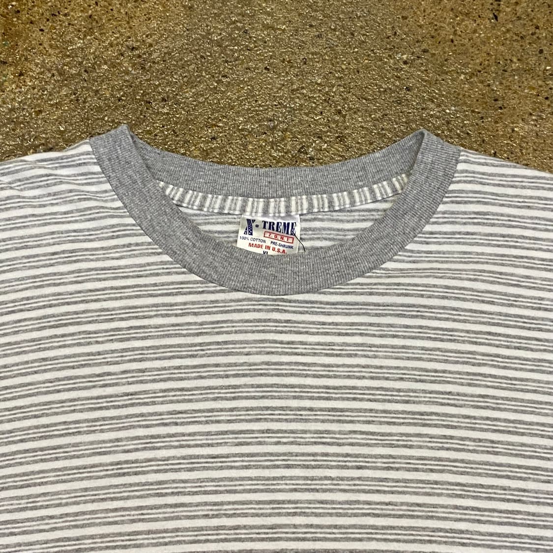 MADE IN USA 90s 스트라이프 단가라 링거티 반팔티 상품이미지3