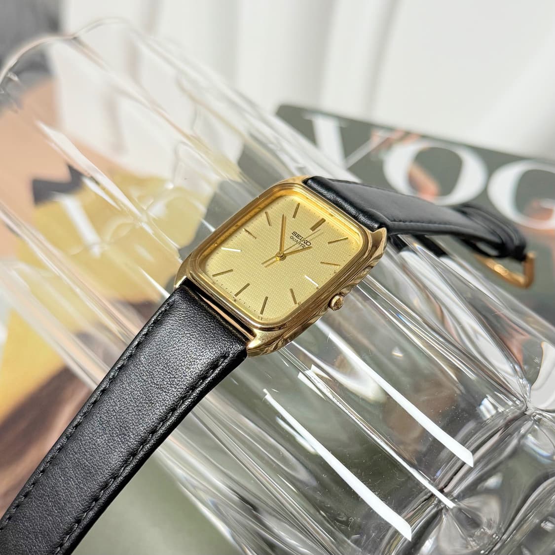 세이코 빈티지 쿼츠 골드 탱크 시계 상품이미지5