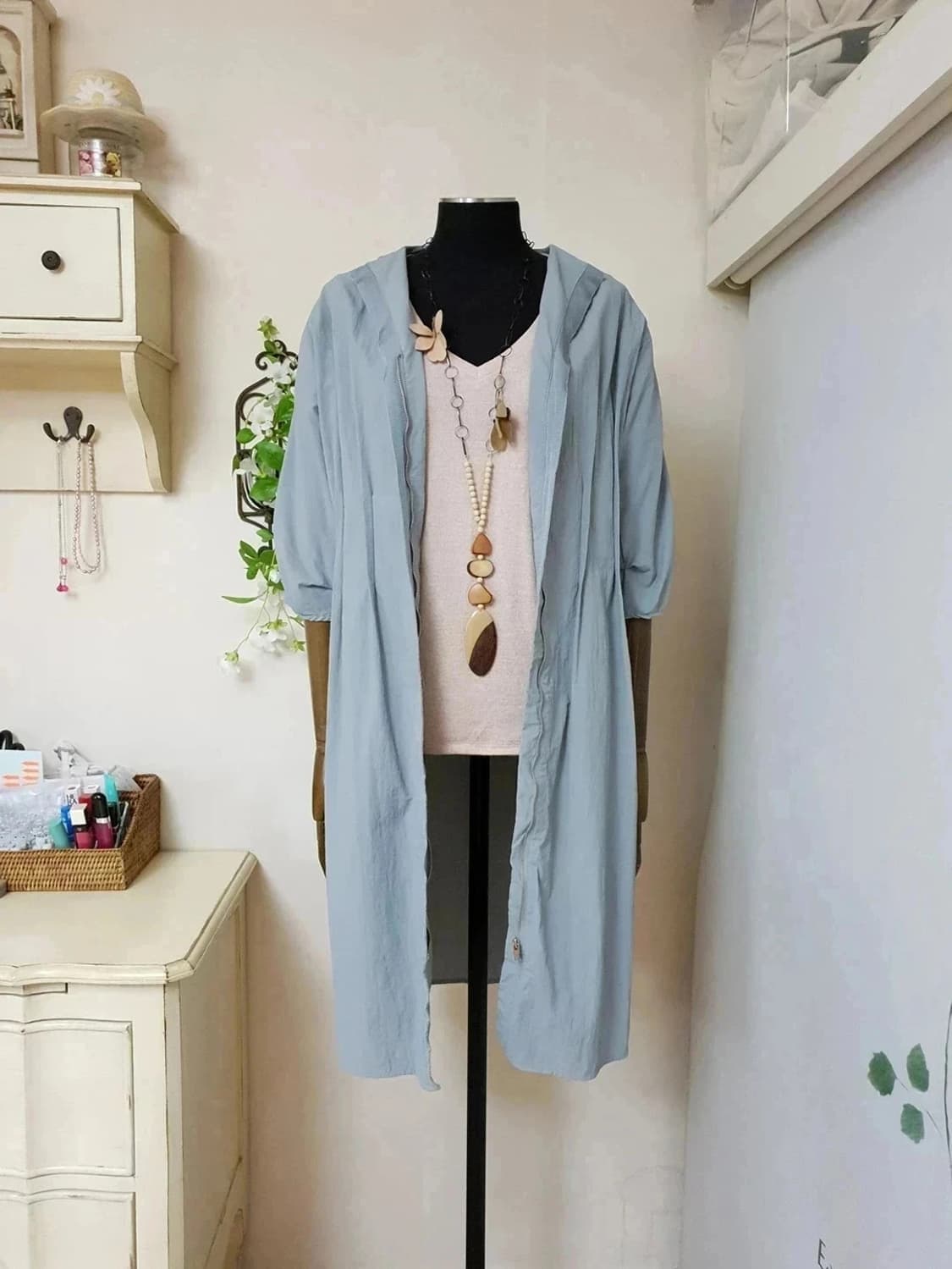 지고트 바스락원단 입체소매 턱디테일 벨티드 집업 트렌치 상품이미지5