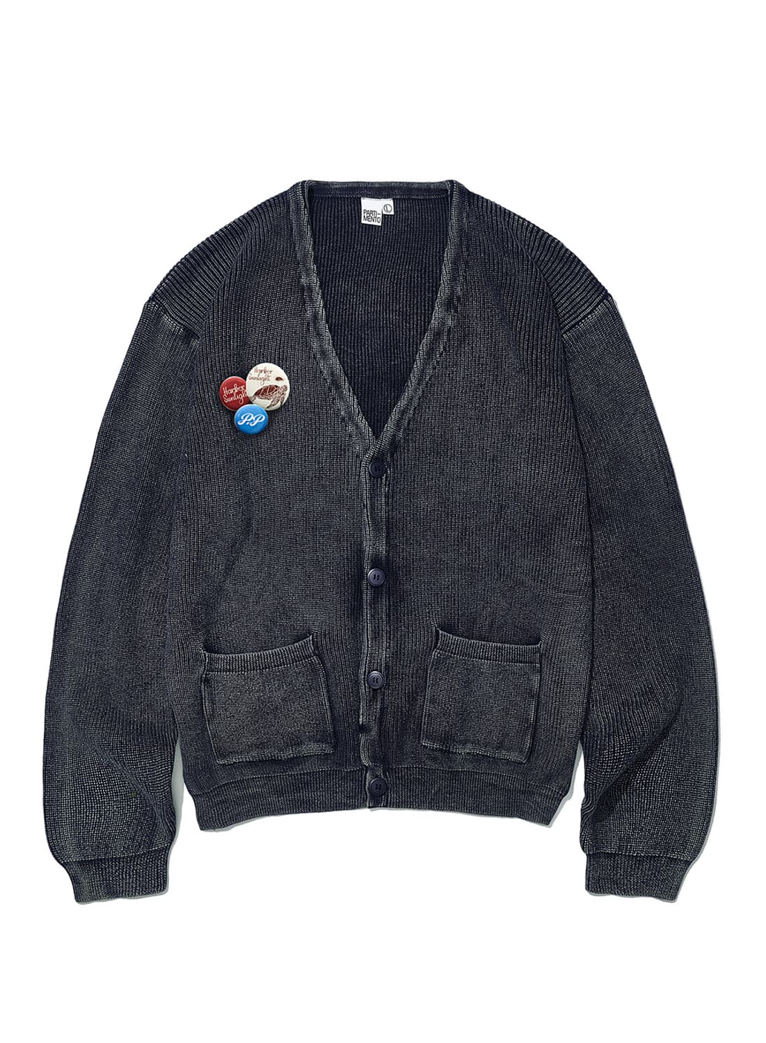 새상품(M)파르티멘토 빈티지 워시드 니트 가디건 네이비 상품이미지1