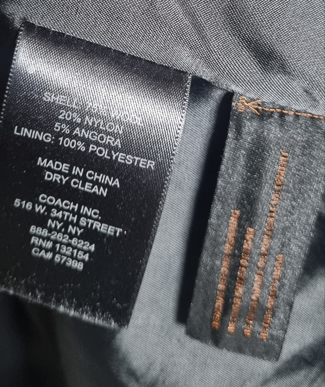 실측 오버핏 S (55) COACH 코치 연브라운+블랙 7부 코트 상품이미지4