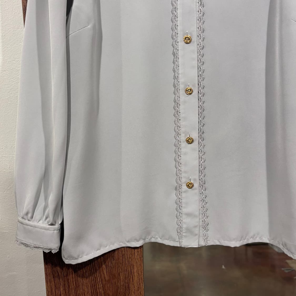 일본 빈티지 로판 하이넥 레이스 블라우스 상품이미지5