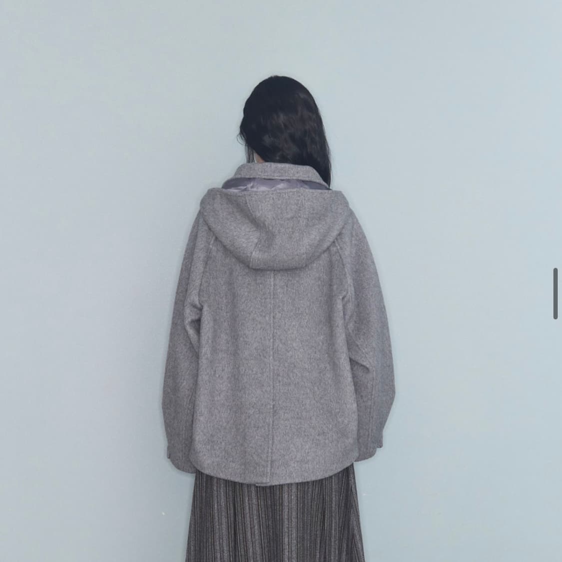 미레코 후드 더블 하프 코트 _그레이 상품이미지2