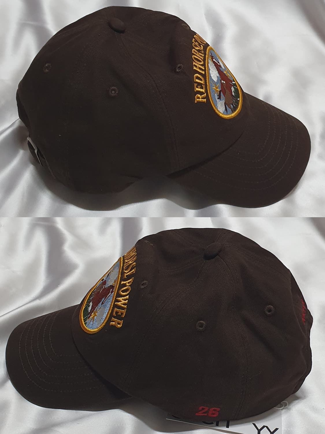 오픈와이와이 브라운 적토마 붉은말 패치 볼캡 모자 상품이미지5