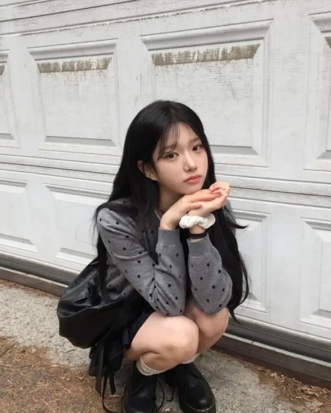 모디무드 소미 도트 양면 배색 라운드넥 가디건 상품이미지2