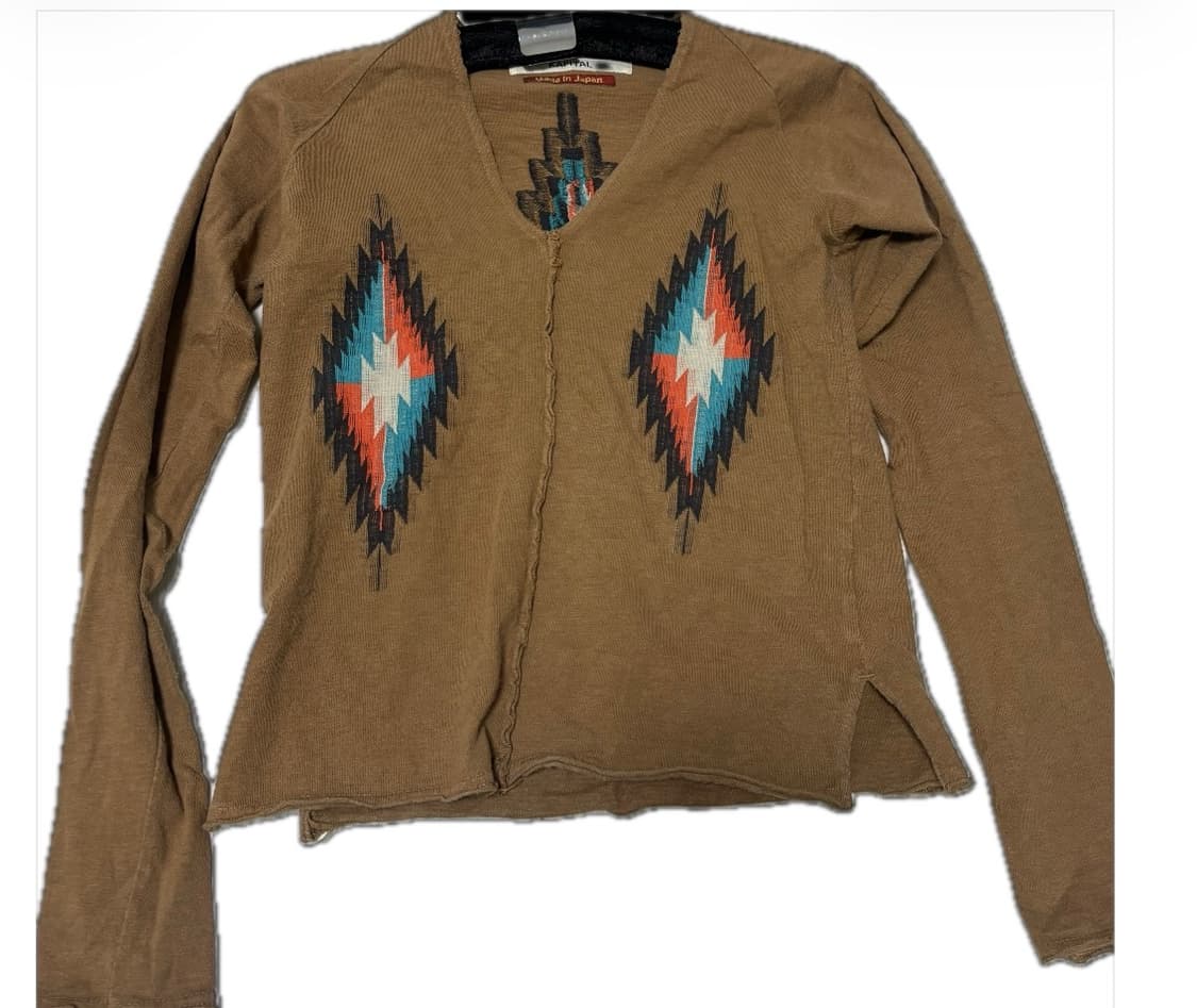 캐피탈 웨스턴 네이티브 패턴 워싱 슬리브 상의 상품이미지1