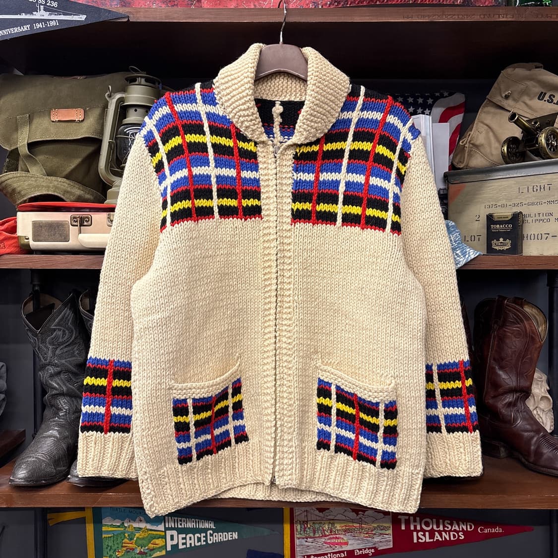 50s-70s lightning 지퍼 헤비 울 코위찬 집업 스웨터 N98 상품이미지1