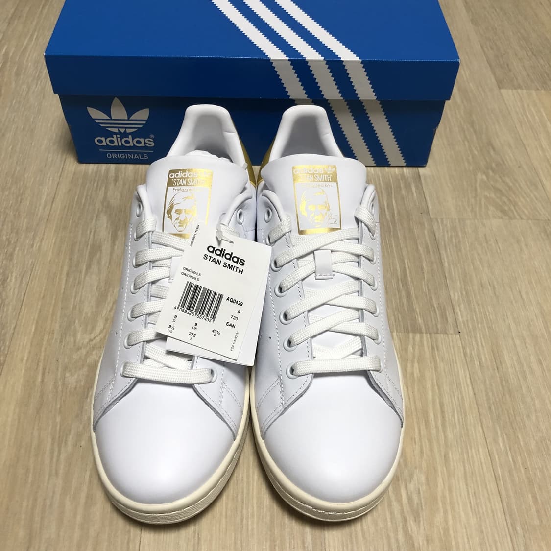 (275) 새상품 아디다스 adidas 스탠스미스 화이트 골드 리얼레더 상품이미지8