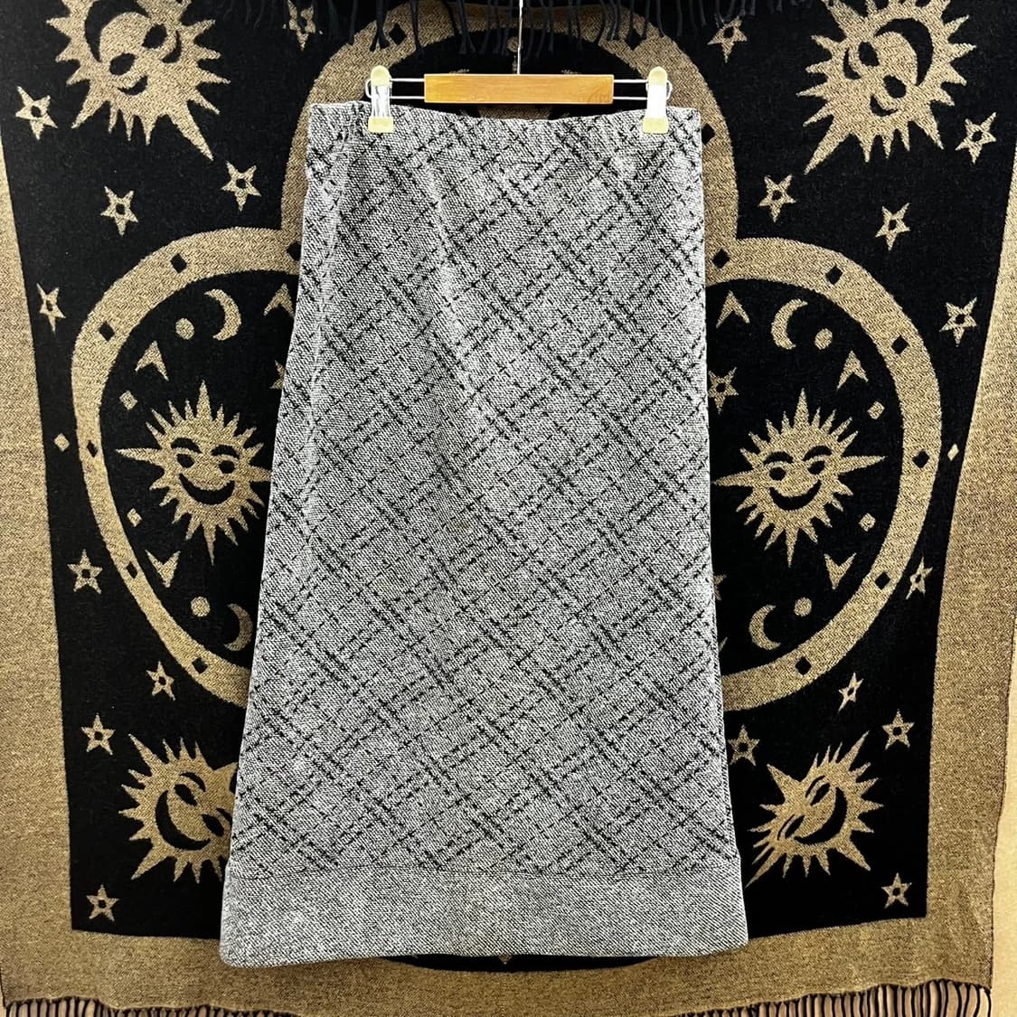 빈티지 캐주얼 모직 스티치 헤링본 트임 롱스커트 K0090 상품이미지3