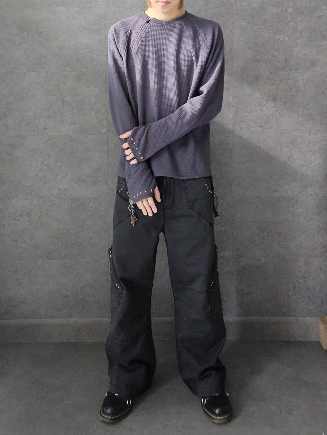 GAKIHARA 핑거홀 절개 지퍼 롱슬리브 상품이미지3