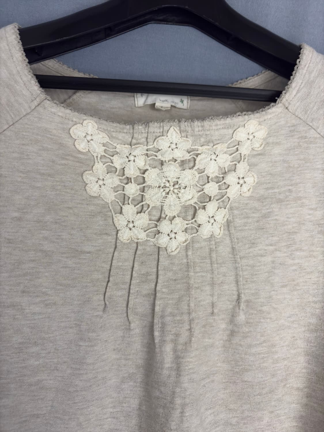 빈티지 레이스 오트밀 7부 티셔츠 상품이미지2