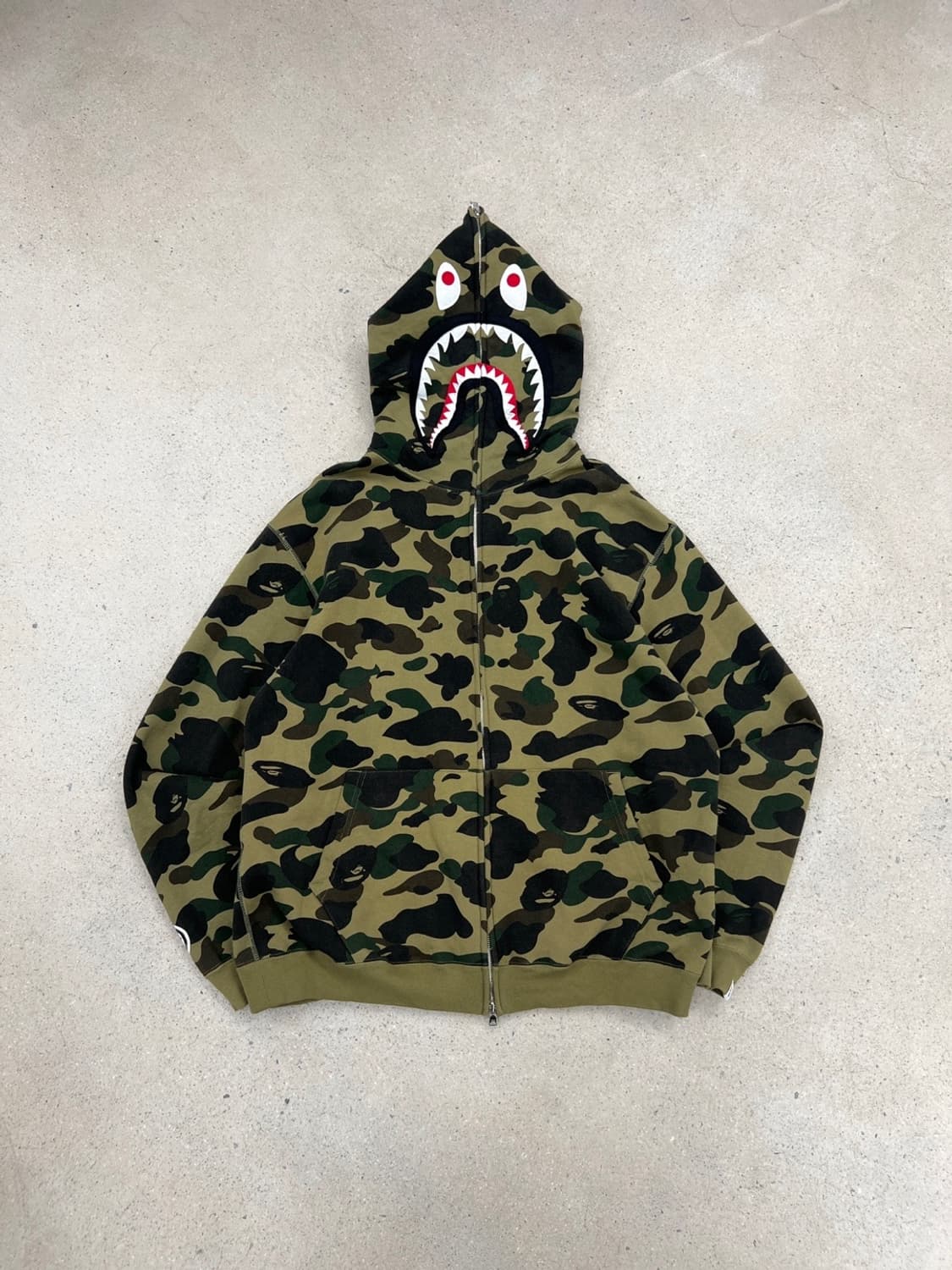 베이프 00s 퍼스트카모 녹계 샤크 후드집업 상품이미지3