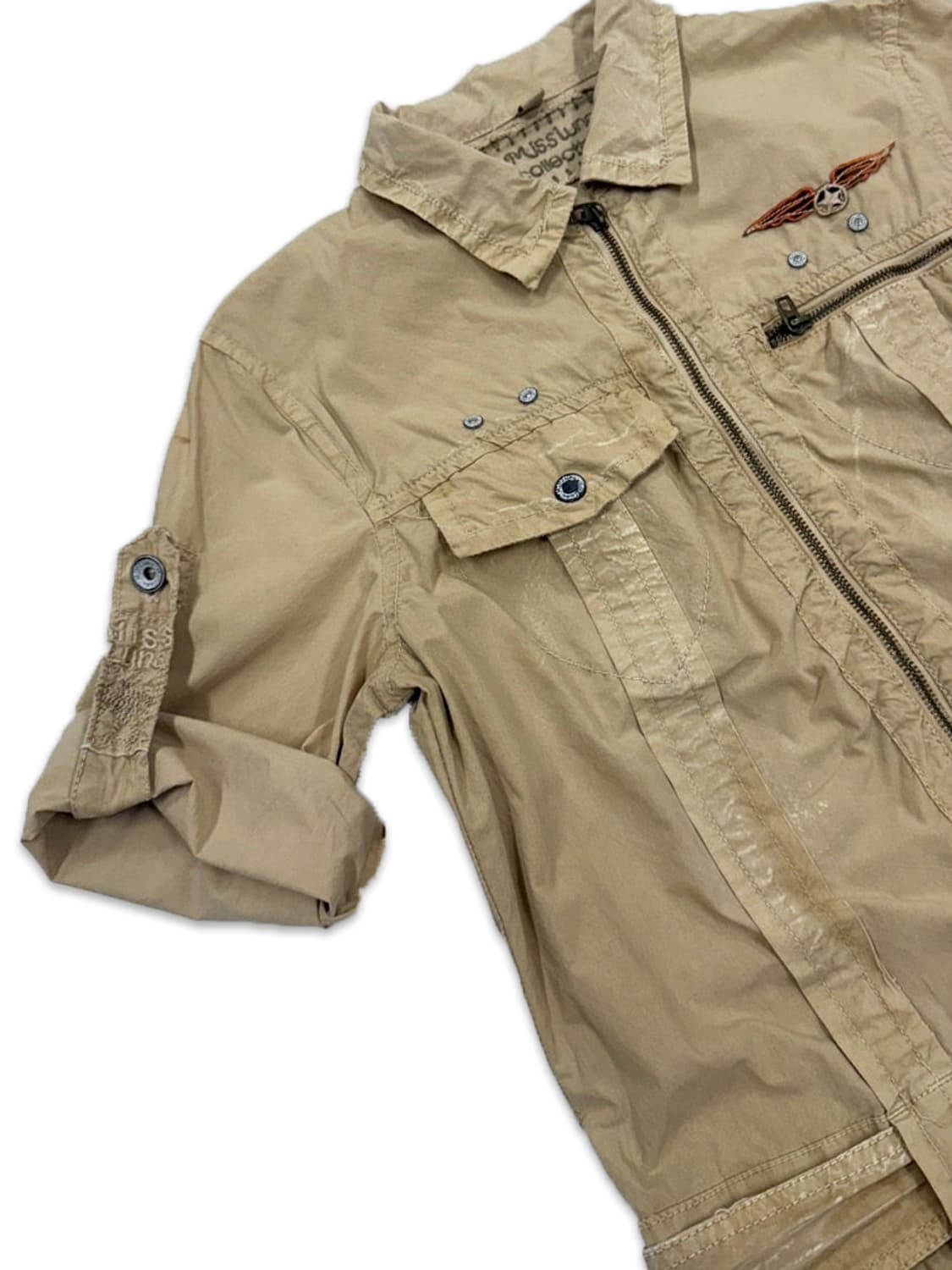 빈티지 베이지 항공 밀리터리 벨트 미니 원피스 상품이미지6