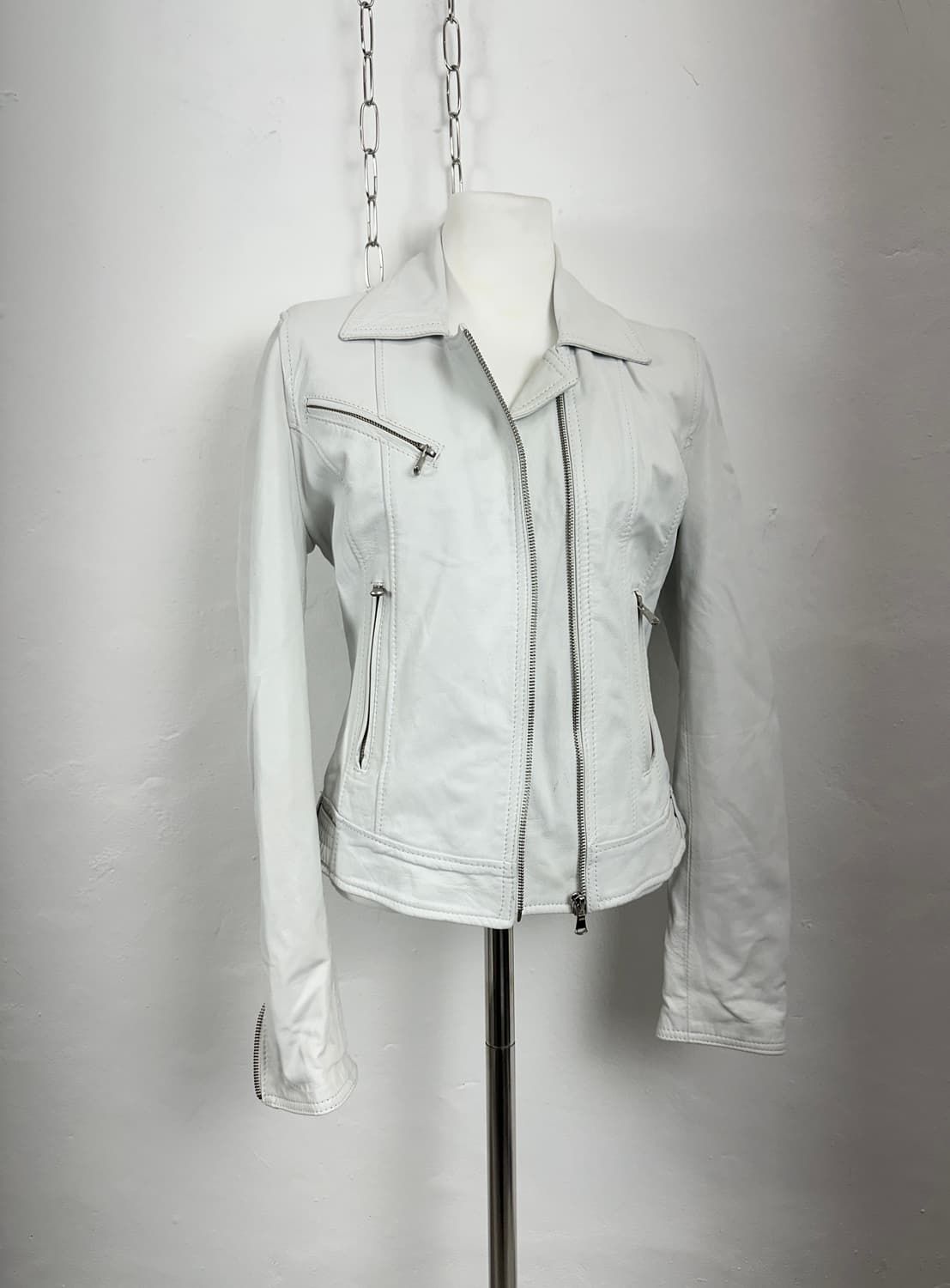 Asymmetric Lambskin Leather Jacket 상품이미지3
