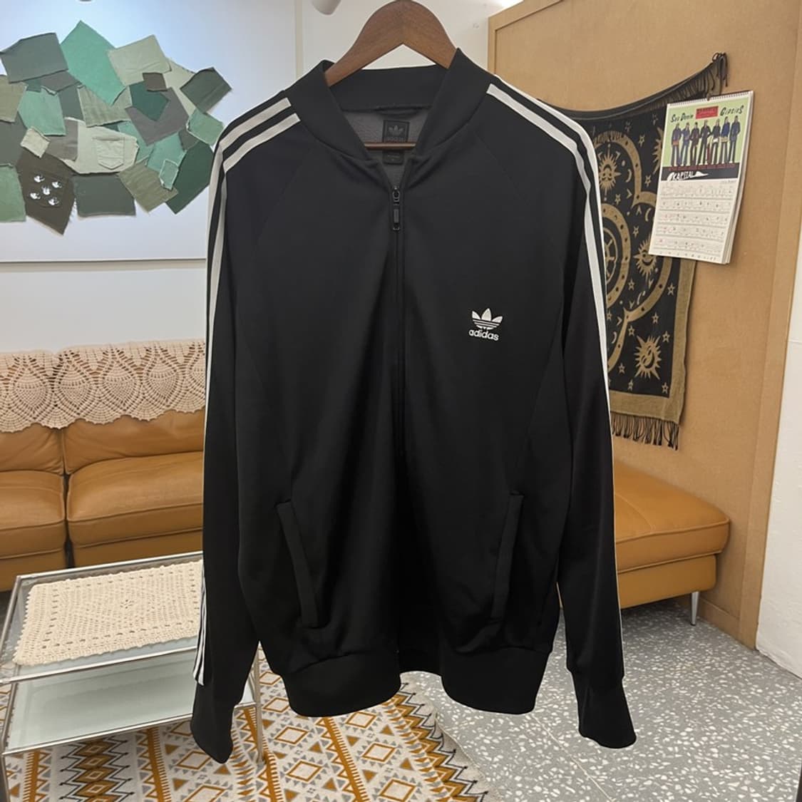 아디다스 흑탭 빈티지 오리지널 검흰 져지 집업 XL C11098 상품이미지3