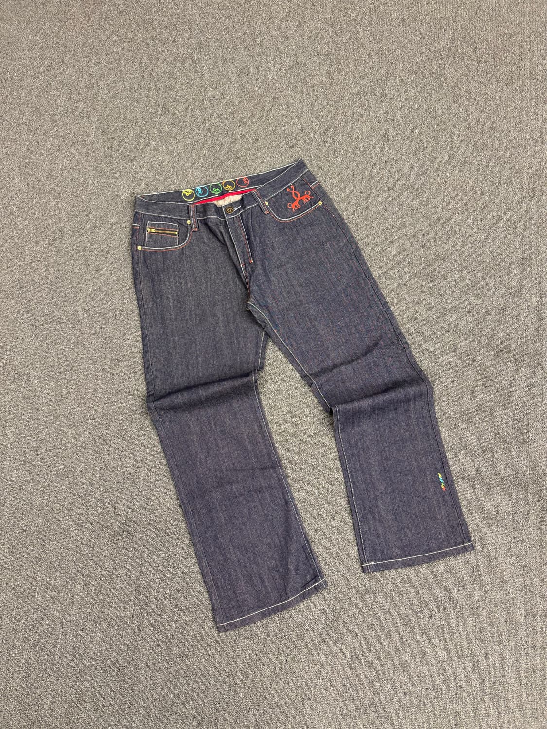 American vintage 독수리 자수 와이드 데님팬츠 상품이미지1