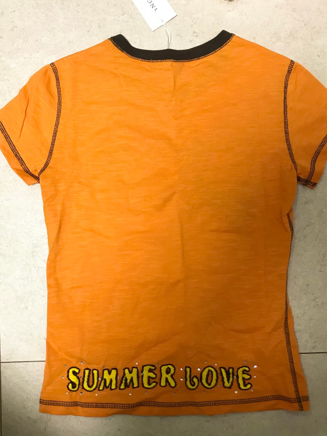 Ingni 잉그니 y2k 빈티지 오렌지 브라운 배색 반팔  상품이미지4