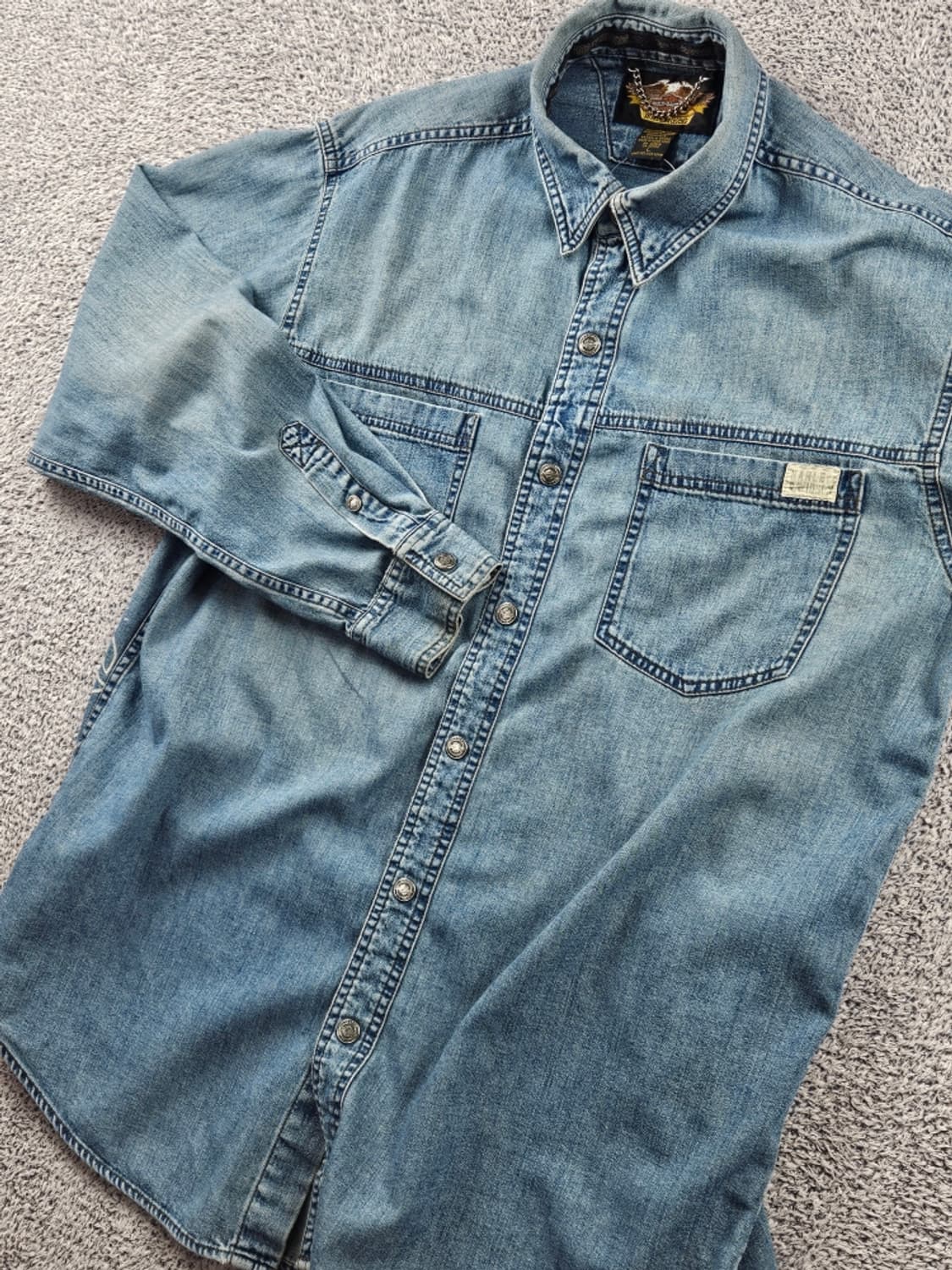 할리데이비슨 백 프린팅 데님 바이커 셔츠 ( L ) / 11114 상품이미지10