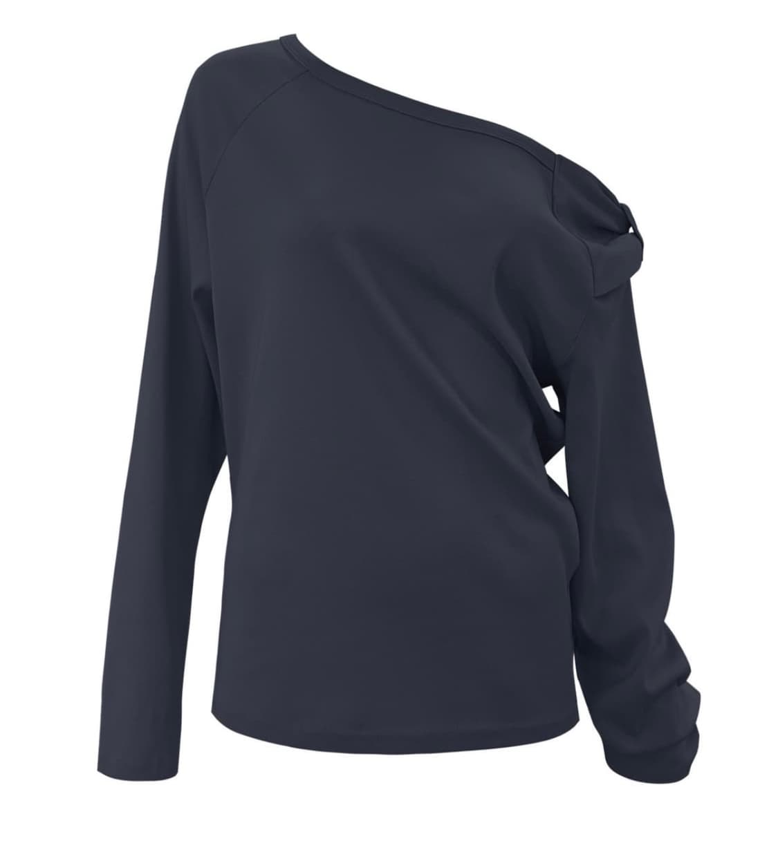 체메씨 보우넥 원숄더 롱슬리브 네이비 상품이미지1