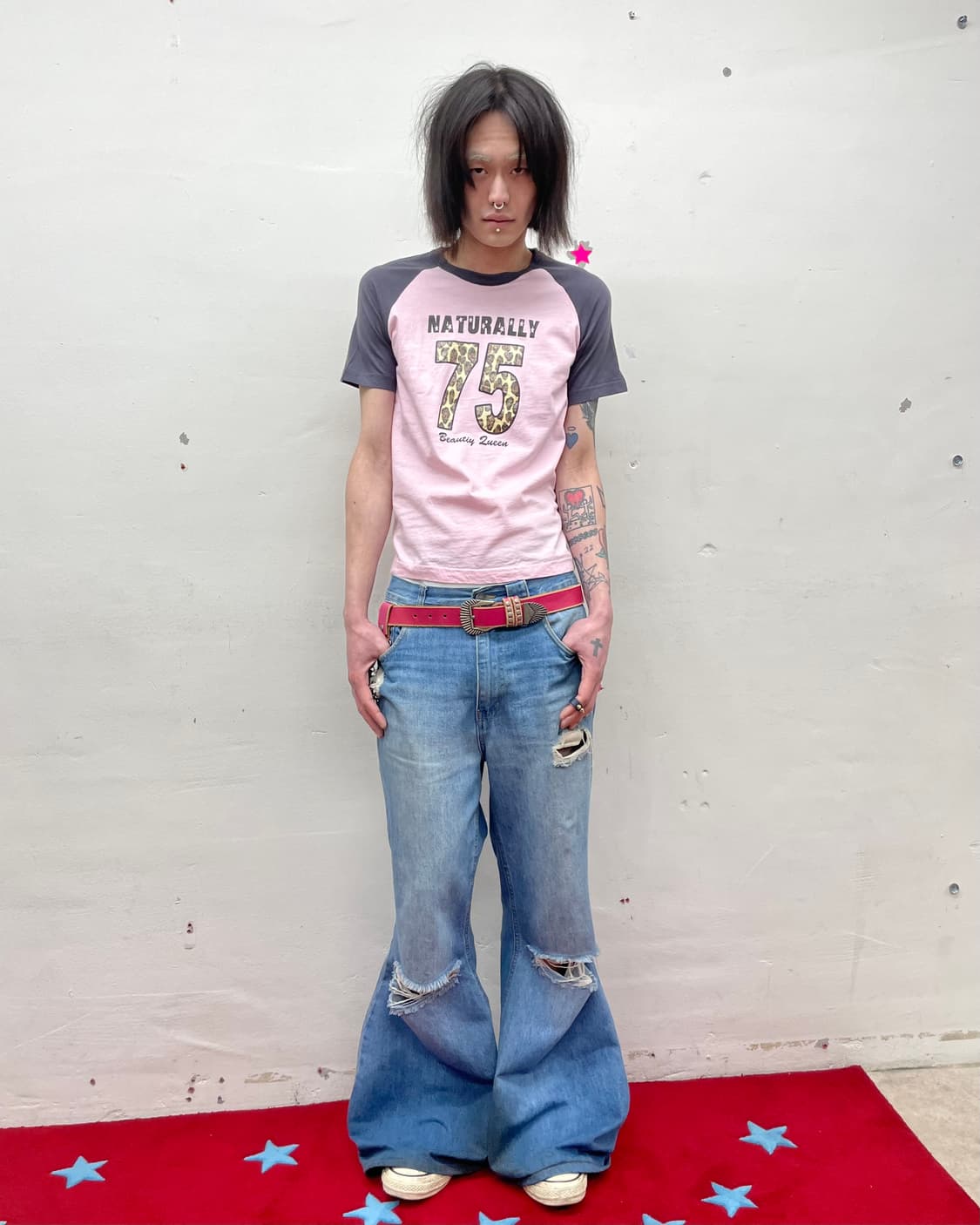 75 Glossy leopard print pink T-shirt 상품이미지5