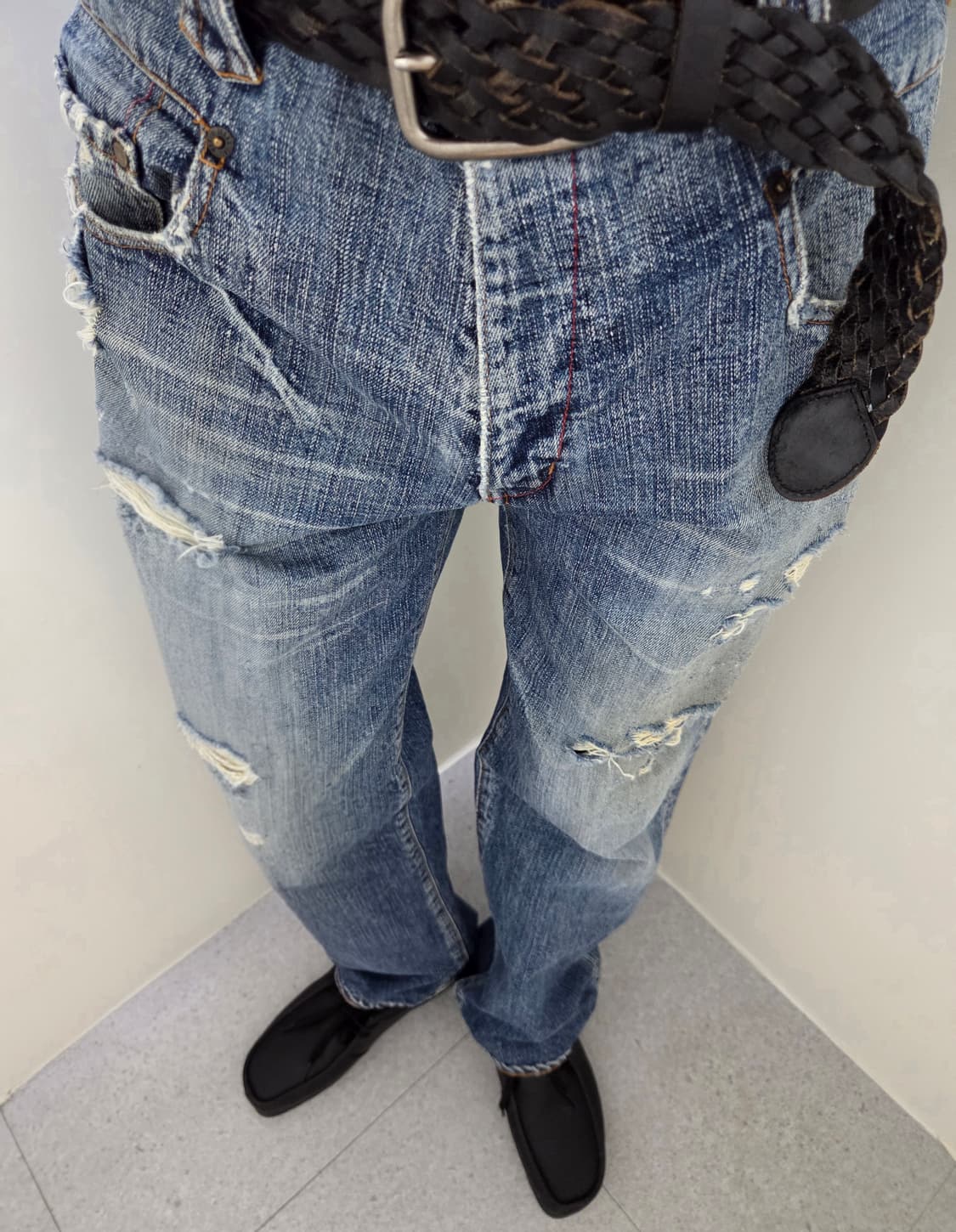 PEOPLE JAPAN 신치백 워싱 디테일 데님 팬츠 상품이미지2