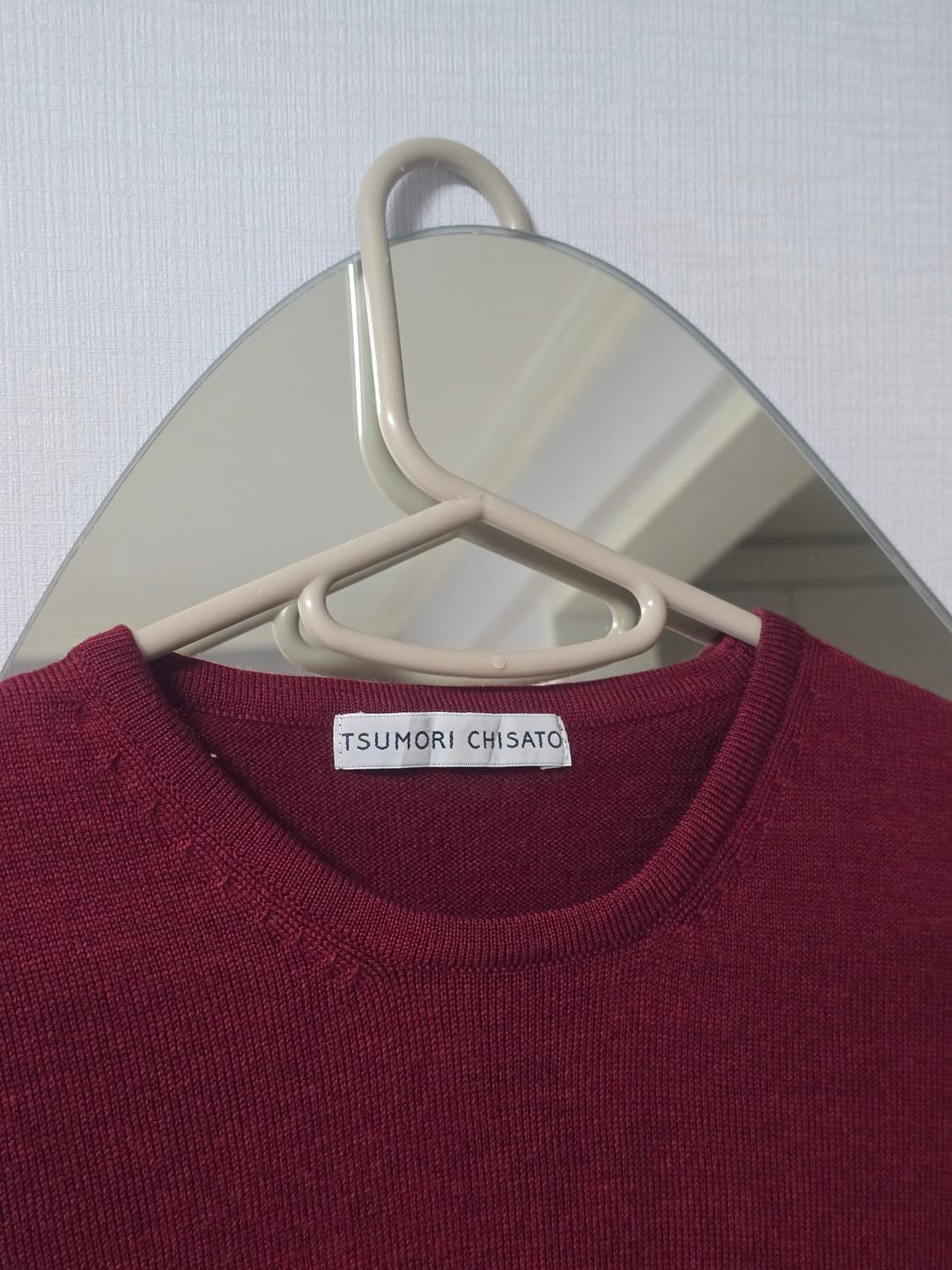 츠모리치사토 버건디 울 반팔니트 상품이미지2