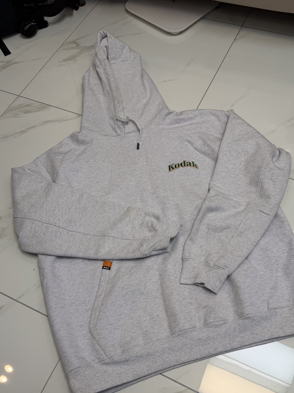 [2XL] 코닥 로고 후드티 멜란지 그레이 상품이미지1