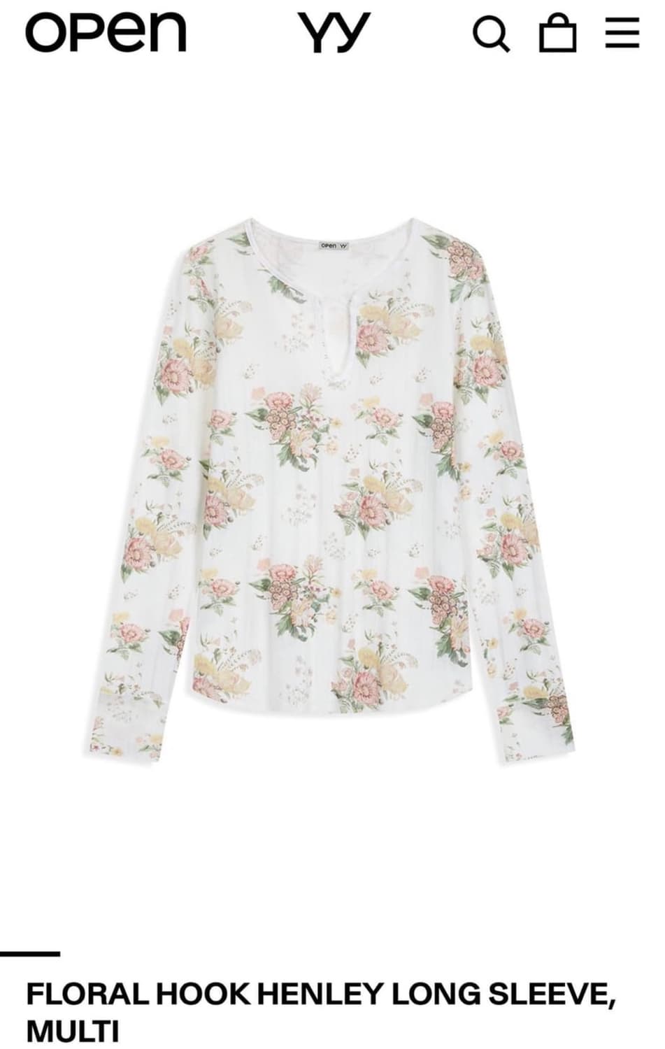 open yy Floral hook henley sleeve 구해요 상품이미지1