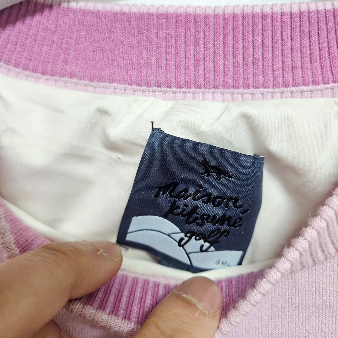 S 메종키츠네 골프 베이비핑크 니트 상품이미지3