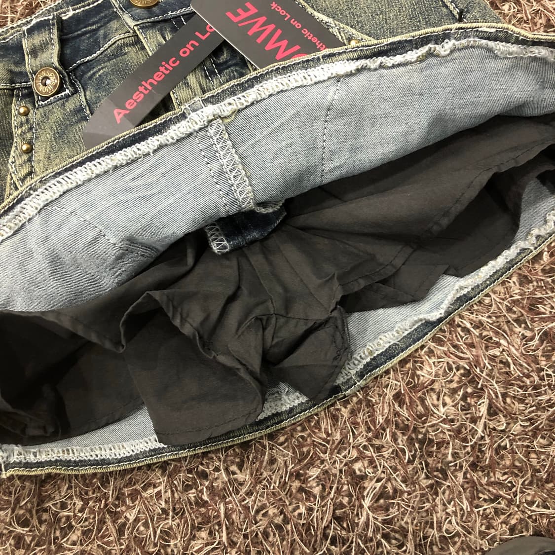 새상품 롬위 퍼 포켓 데님 미니 스커트 S 상품이미지3