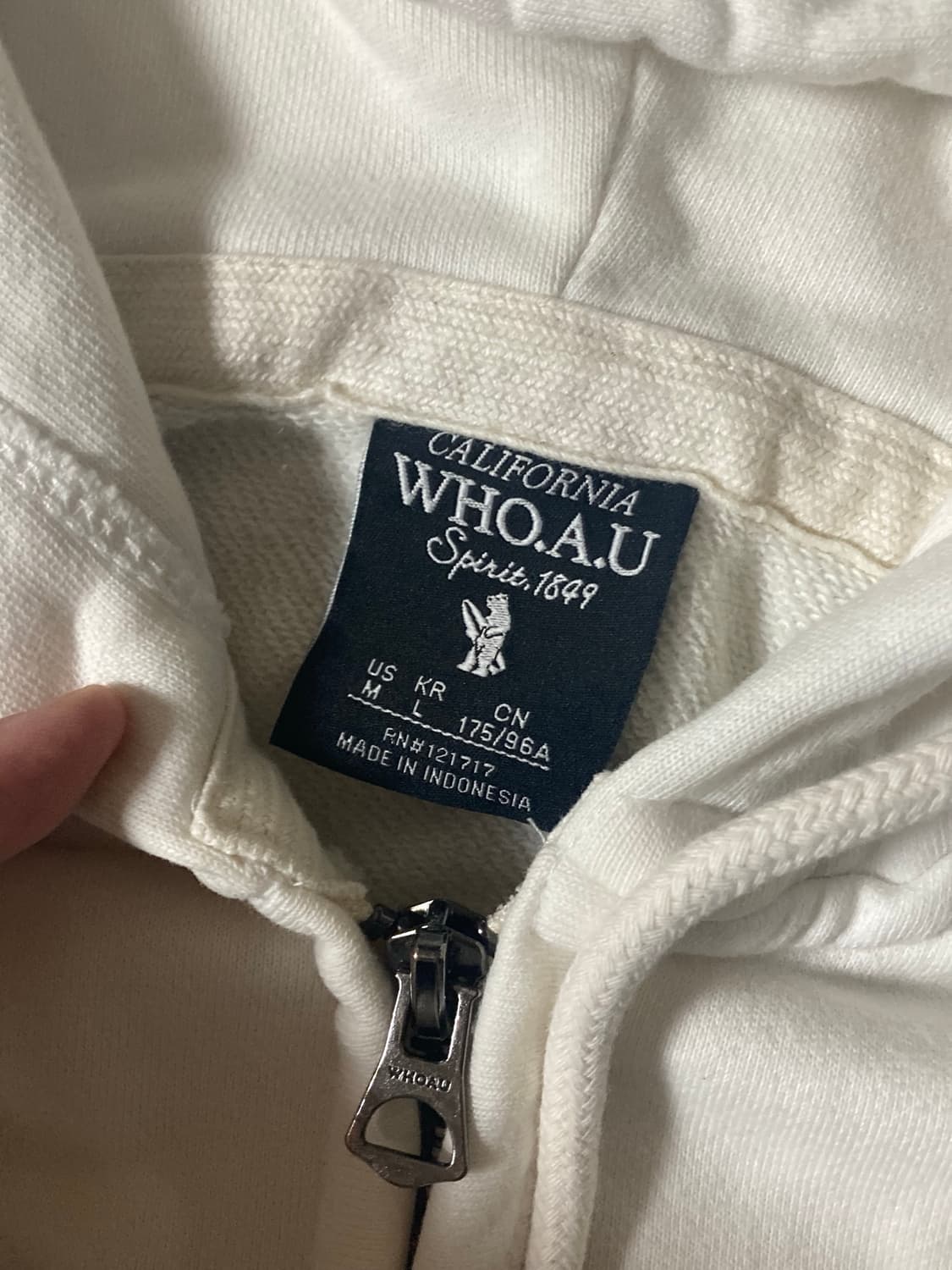 후아유 화이트 크림 후드집업 m 상품이미지2