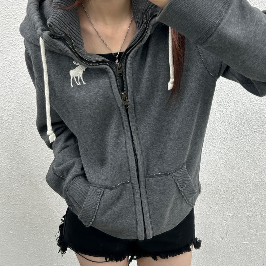 아베크롬비 순록로고 차콜 후드집업 M 상품이미지1