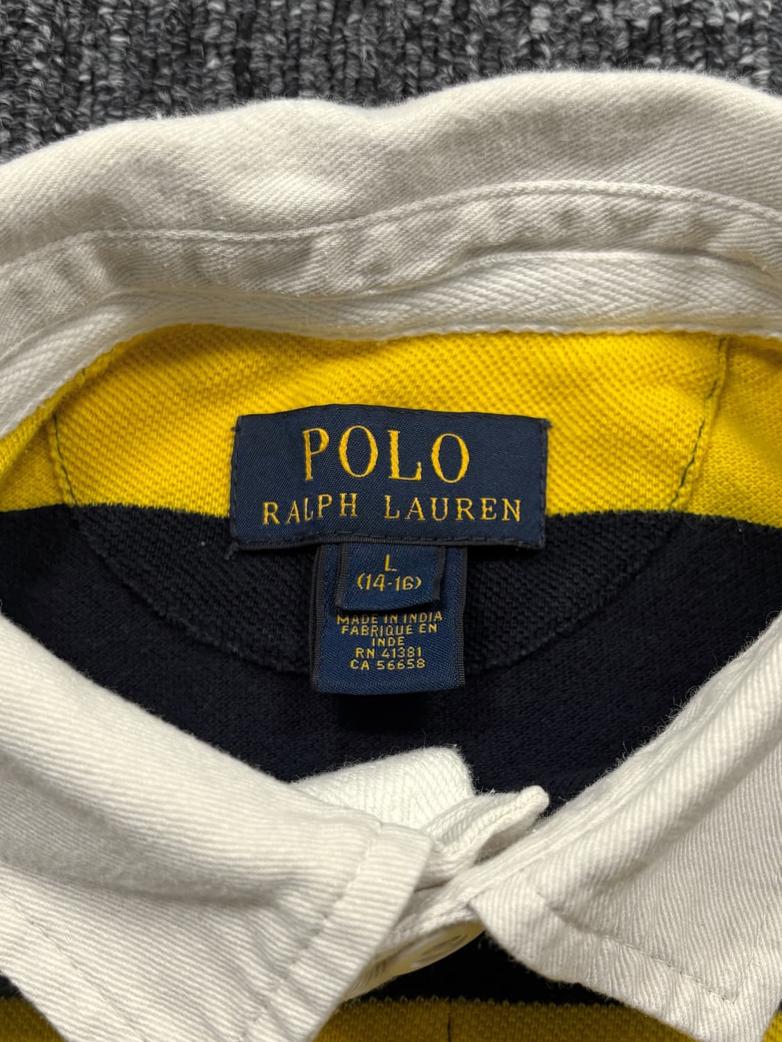 폴로 옐로우 네이비 스트라이프 꿀벌 럭비티 상품이미지6