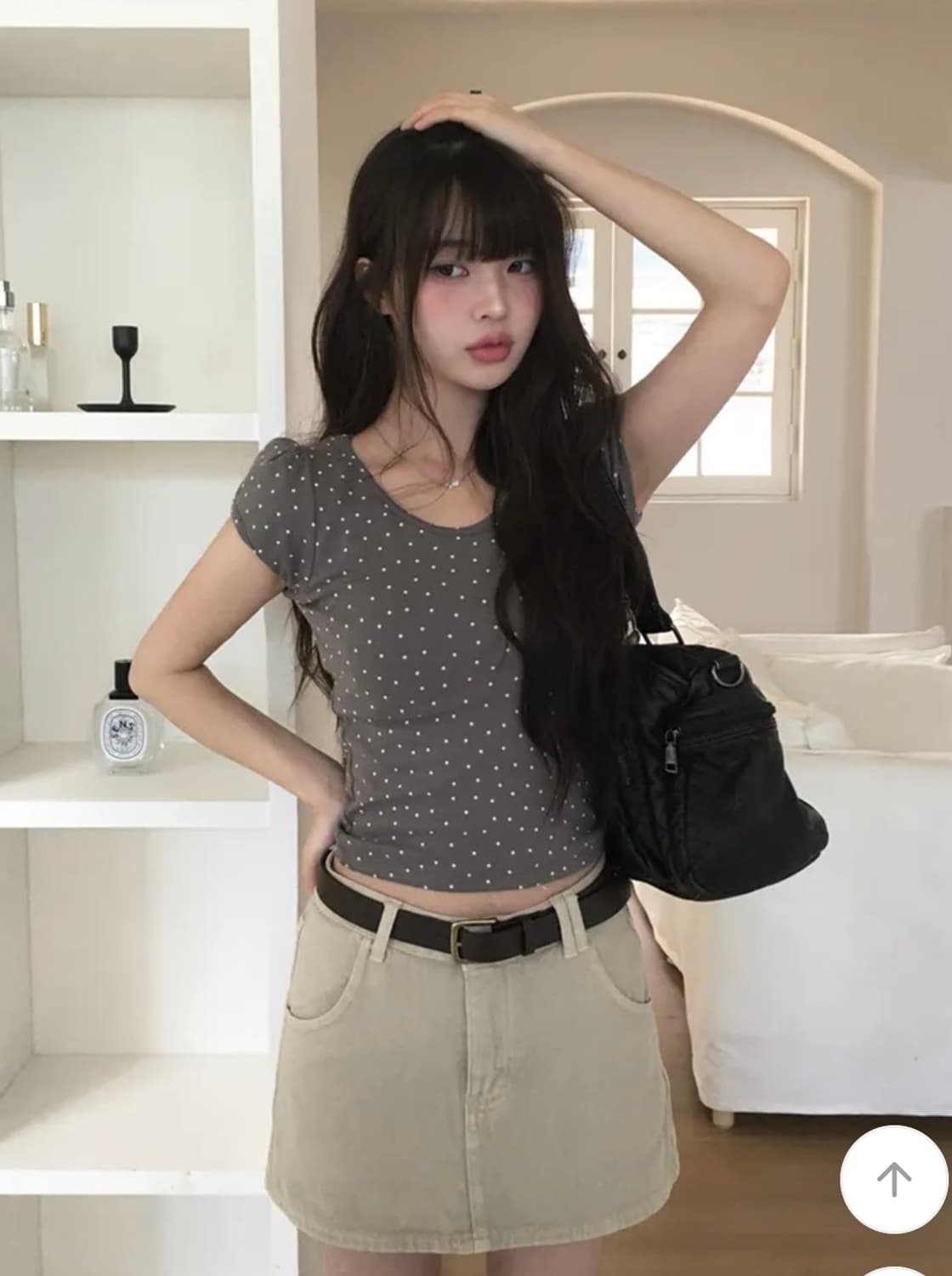 애니원모어 네쿠 스타 별 캡소매 퍼프 반팔 티셔츠 상품이미지1