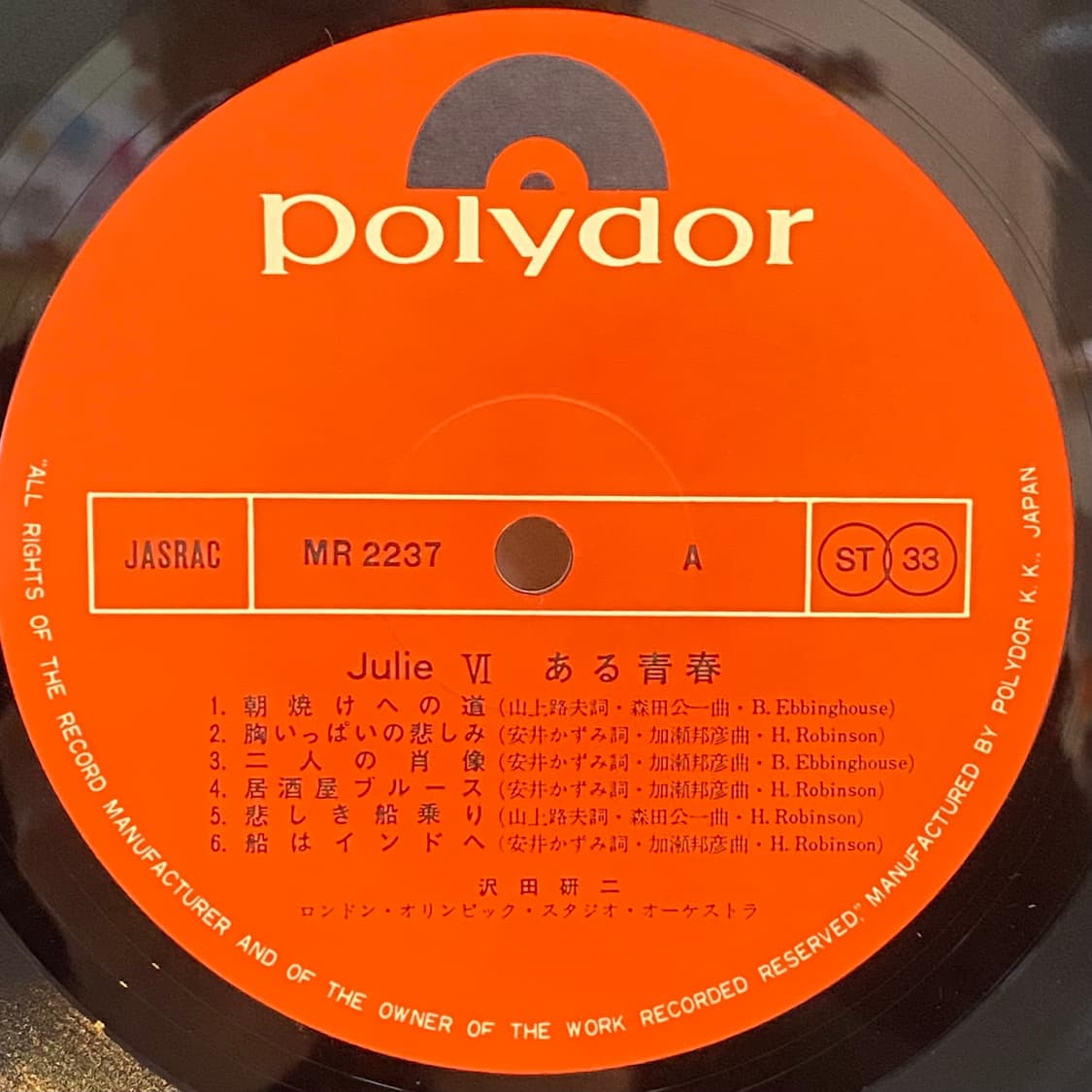 (LP) Kenji Sawada (사와다 켄지)-Julie VI 상품이미지4