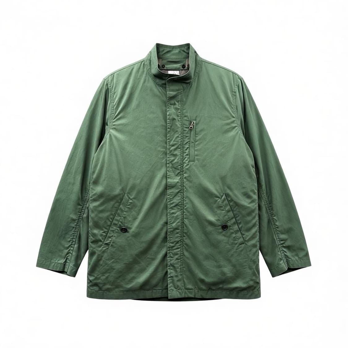 스탠카라 필드자켓 퀼팅안감 히든버튼 디테일 그린 상품이미지1