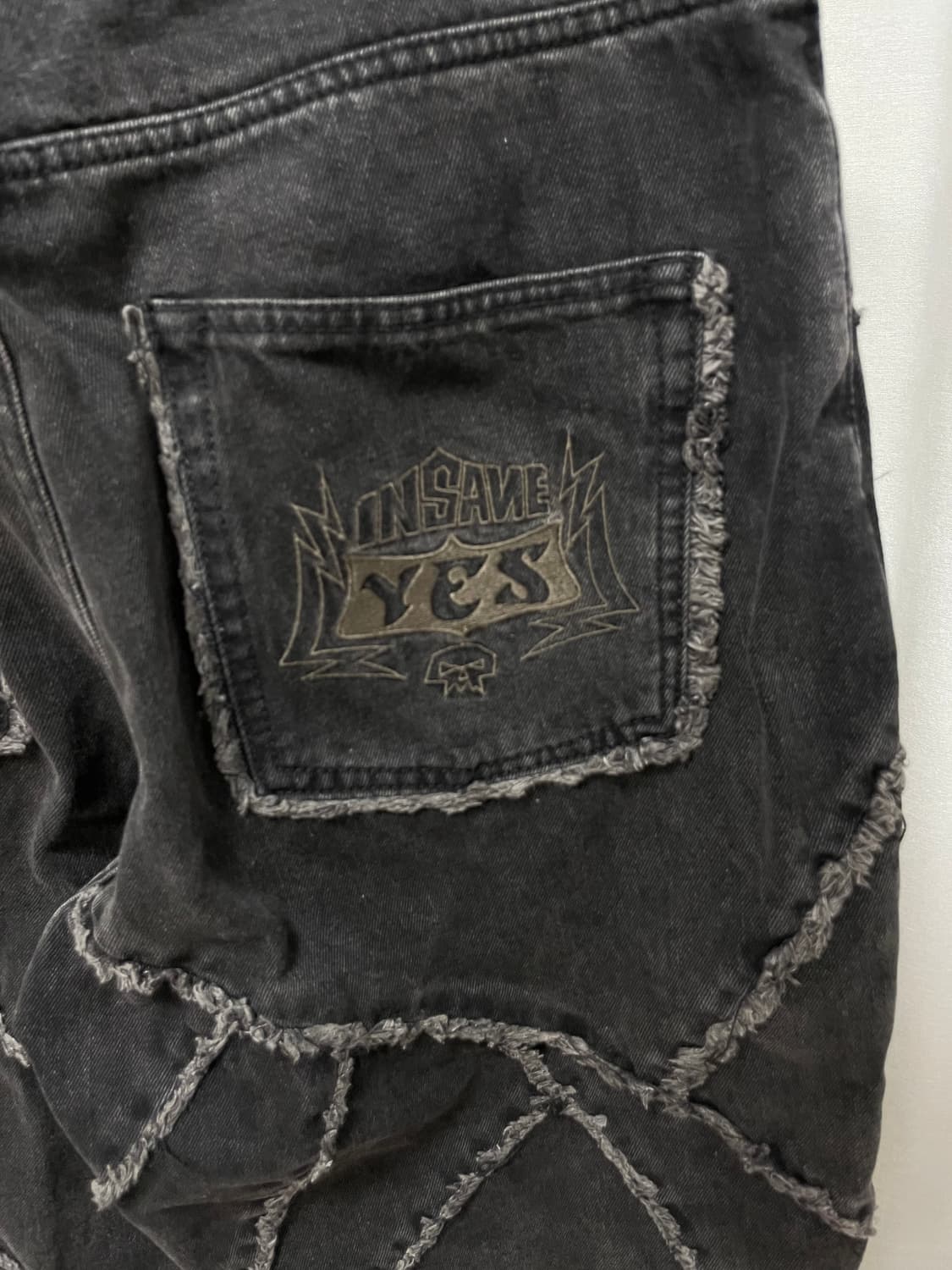 [M] 예스아이씨 x 인세인 개러지 와이드 모터 흑청데님 팬츠 상품이미지5