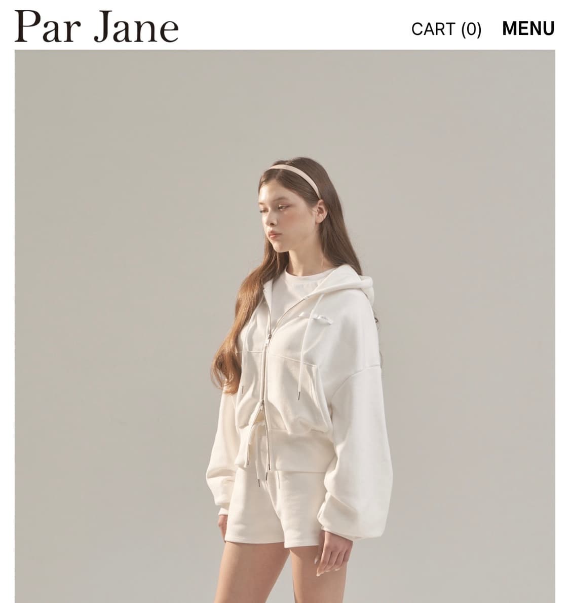 퍼제인 par jane 리본 로고 후드집업 화이트  상품이미지1