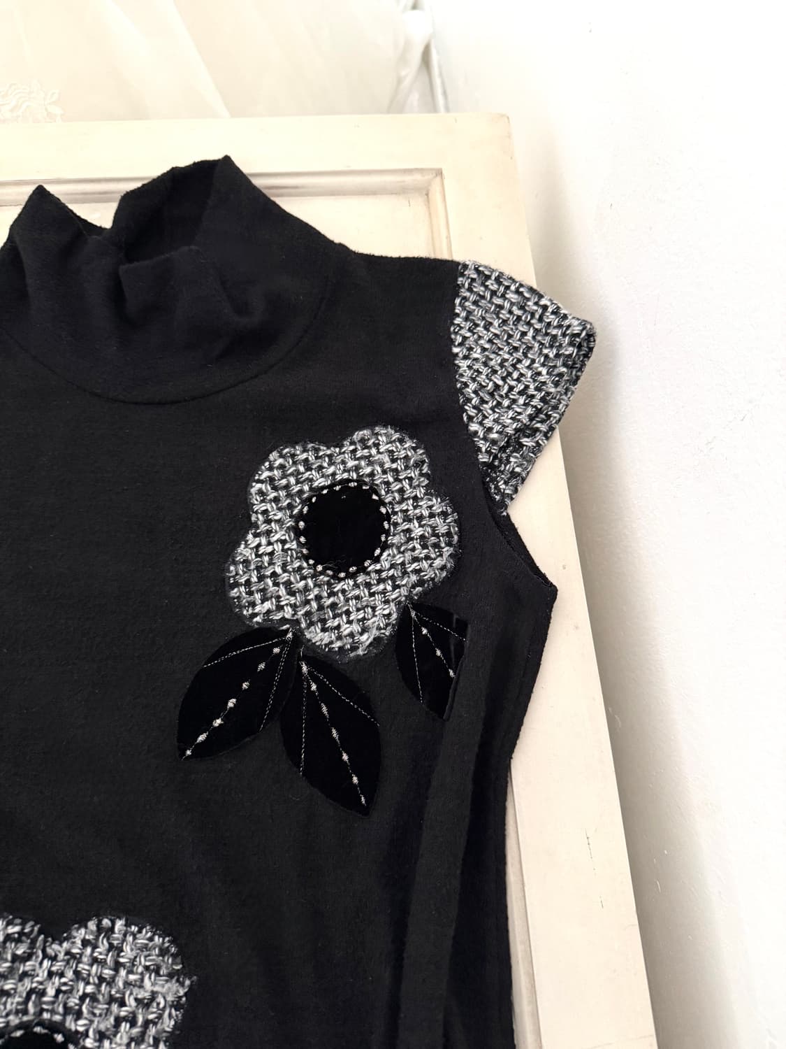 Nerd feminine black flower point dress 상품이미지3