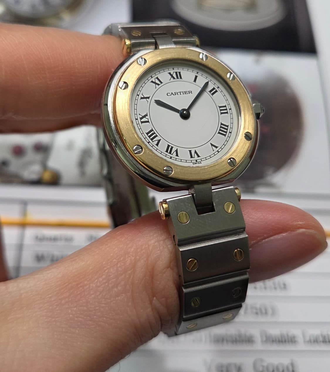 까르띠에 산토스 화이트로만 18k콤비 쿼츠 여성용 브레이슬릿 ver. ( 상품이미지5